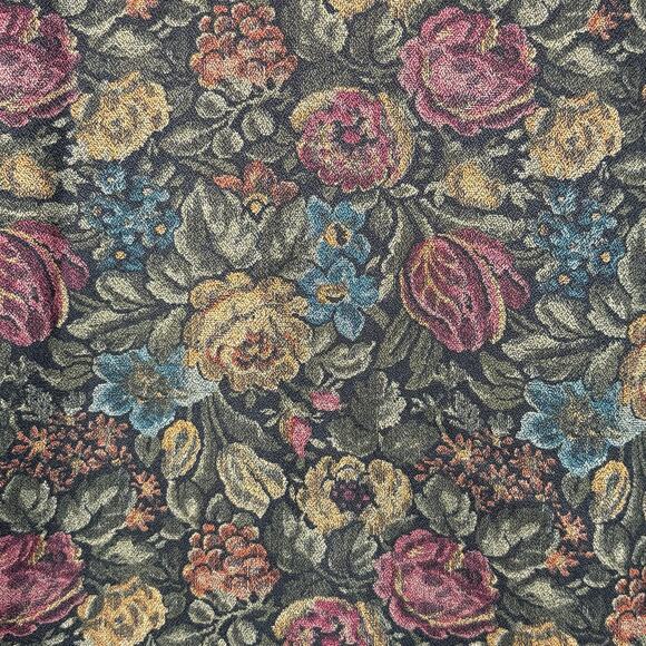 Vintage Floral Blazer, 1980s Jewel Tone Print Jacket Black Green Burgundy 12 USA - Picture 2 of 10